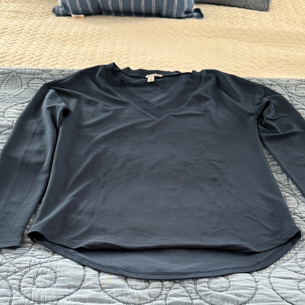 Halogen Deep Blue V-Neck Blouse